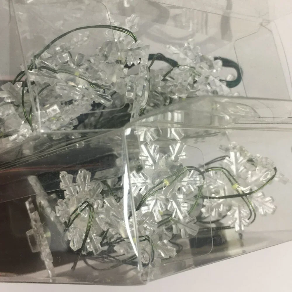 2 Packs of Battery Operated Snowflake Christmas Lights 20 Count Cool White Timer